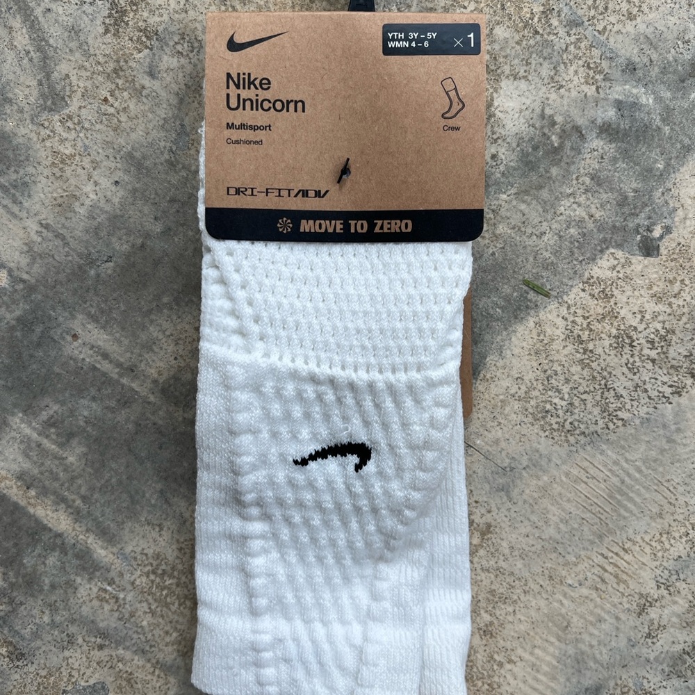 Nike White Crew Socks with Black Logo